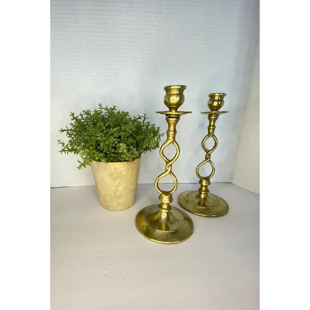 Vintage Brass Candlesticks...Pair 8" tall